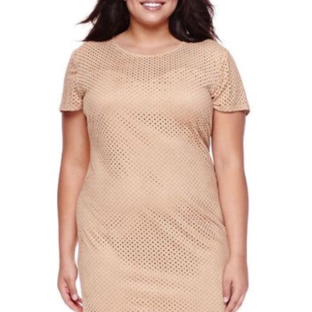 Nude Suede Bisou Bisou Perforated Dress - Picture 1 of 6